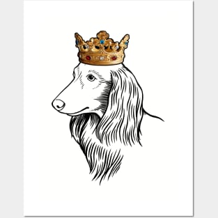 Longhaired Dachshund Dog King Queen Wearing Crown Posters and Art